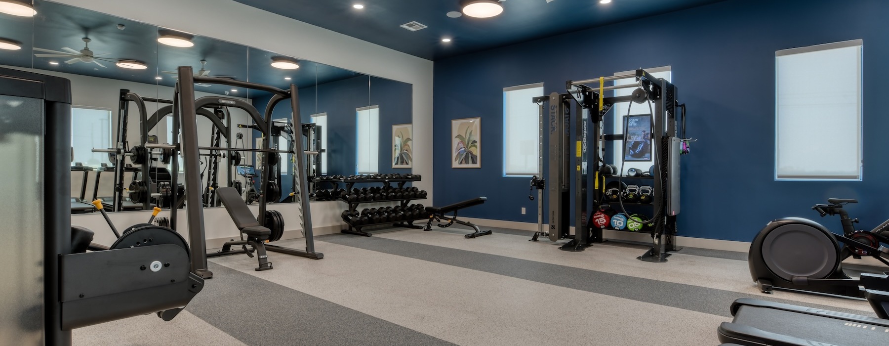a gym with exercise equipment
